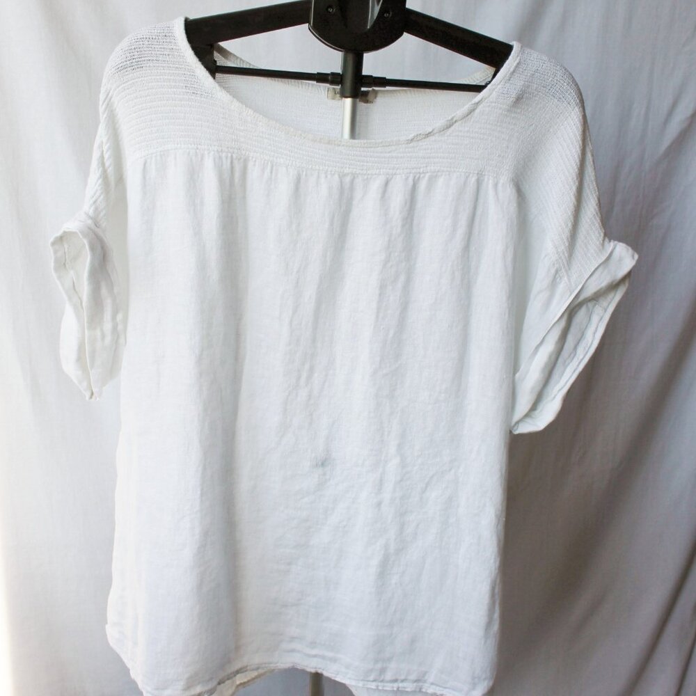 2X Lungo L'Arno, linen, short sleeved, white top